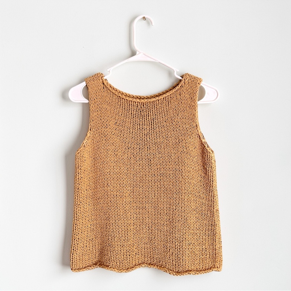 Vintage Gold Camel Crochet Knit Top - Picture 2 of 6